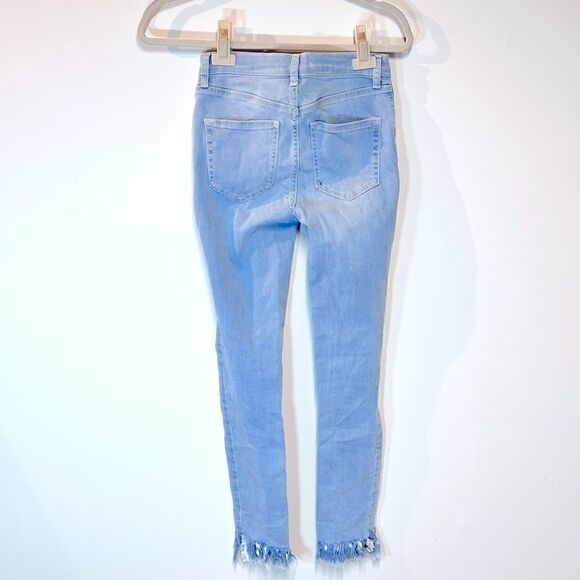 Free People Anthropologie Distressed Fringe High Waisted Ankle Jeans Sz 26 - Picture 7 of 8